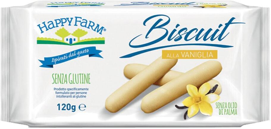 happy farm co. srl happy farm alimenti senza glutine snack biscuit biscotti alla vaniglia 120 g