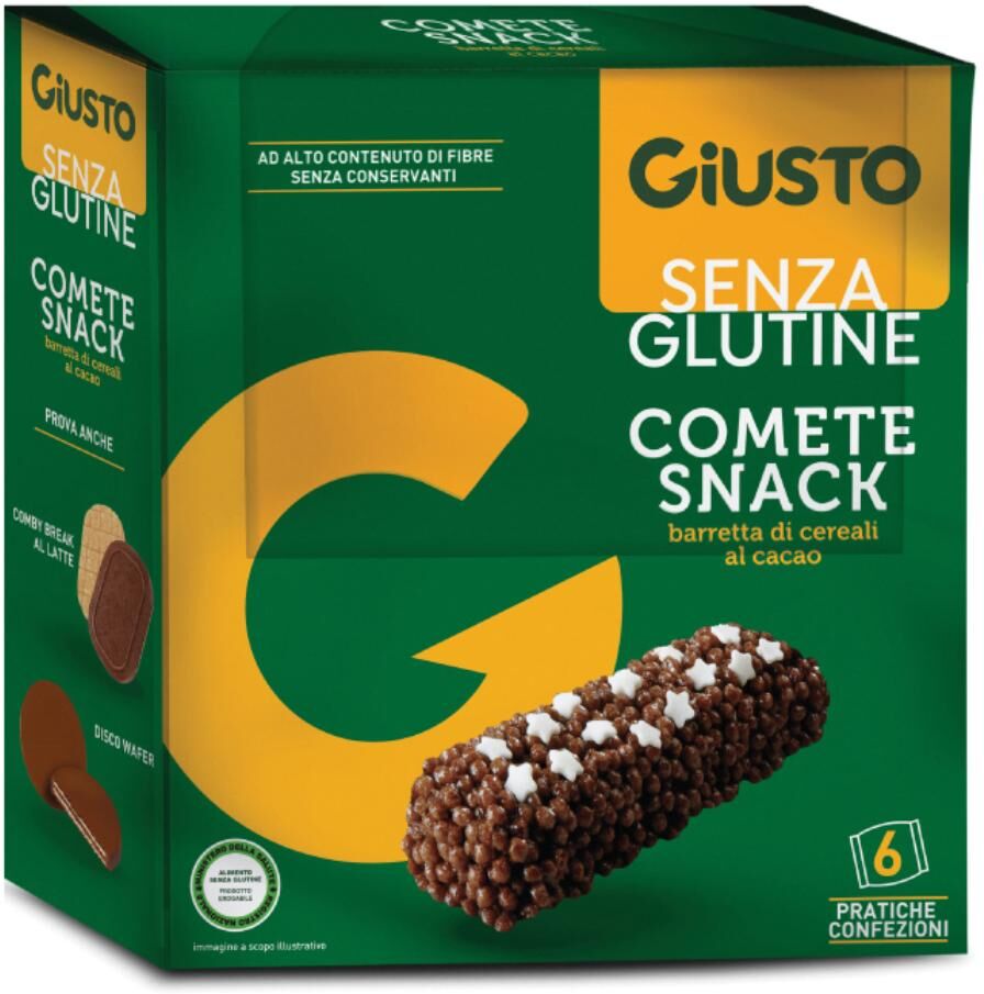 farmafood srl giusto senza glutine comete snack barretta di cereali al cacao (10gr a pezzo) 120 g