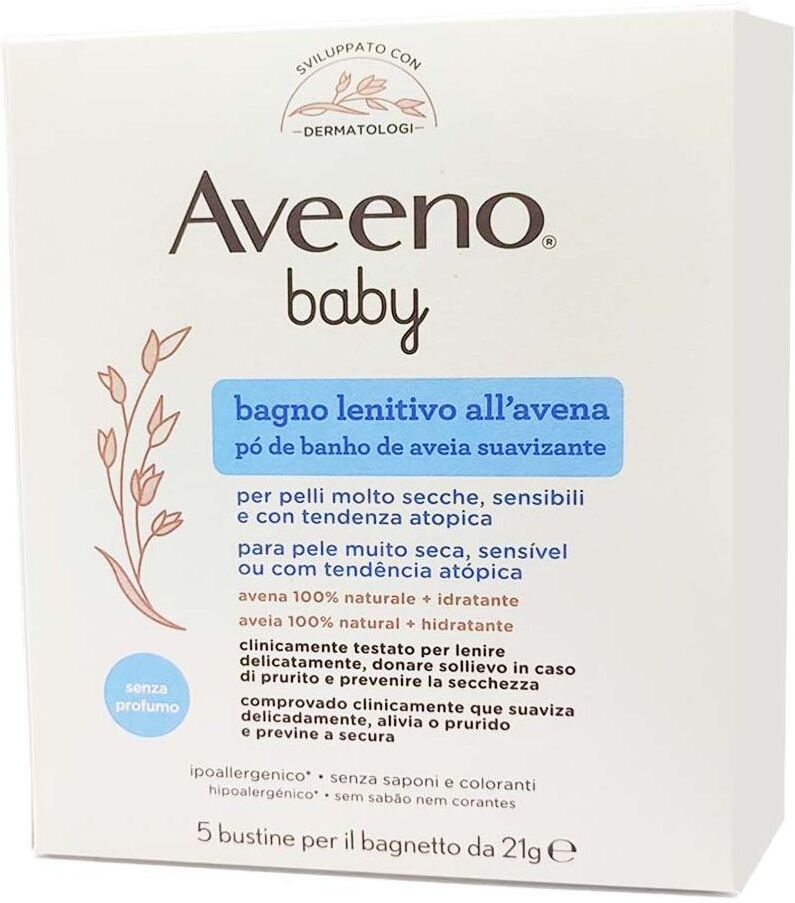 Johnson & Johnson Aveeno Baby Colloidal Polvere per il Bagno Avena 5 x 21g