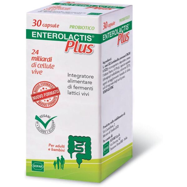 enterolactis plus 30 capsule 24 miliardi di fermenti lattici vivi per il ripristino della flora batterica - sofar