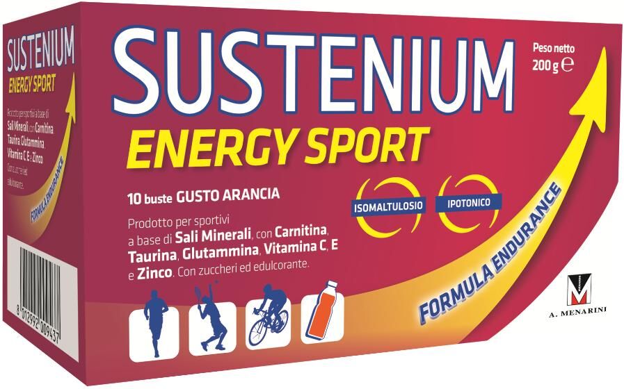 a.menarini ind.farm.riun.srl menarini  sustenium energy sport integratore alimentare 10 buste arancia