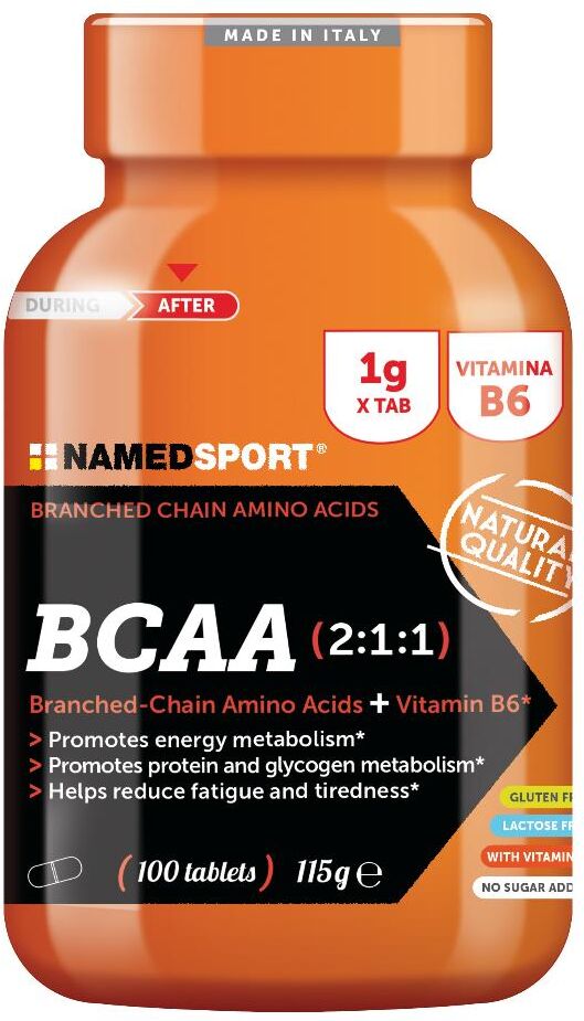 namedsport srl bcaa 100 compresse 100cpr integratore alimentare a base di aminoacidi ramificati e vitamina b6 per lo sport named