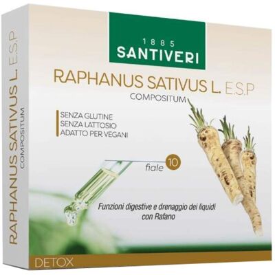 Santiveri Raphanus sativus L. - Supporto digestivo e urinario - 10 x 10ml Santiveri Raphanus sativus L. - Supporto digestivo e urinario - 10 x 10ml