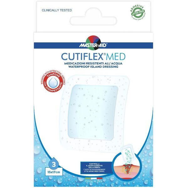 pietrasanta medicazione adesiva impermeabile trasparente master-aid cutiflex 15x17 3 pezzi