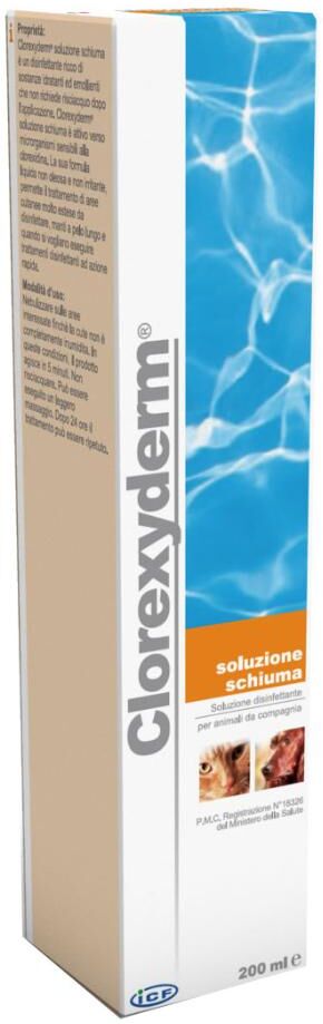 nextmune italy srl icf farmaceutici  animali domestici clorexyderm schiuma cani e gatti 200 ml