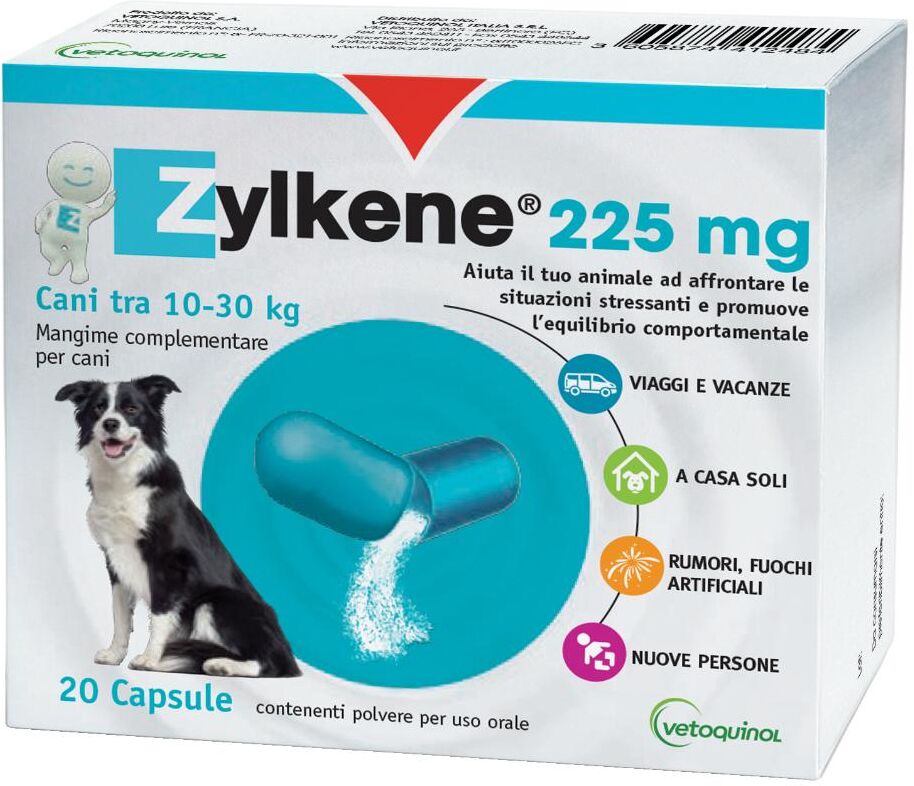 vetoquinol italia srl vetoquinol  animali domestici zylkene cani 225 mg integratore 20 capsule