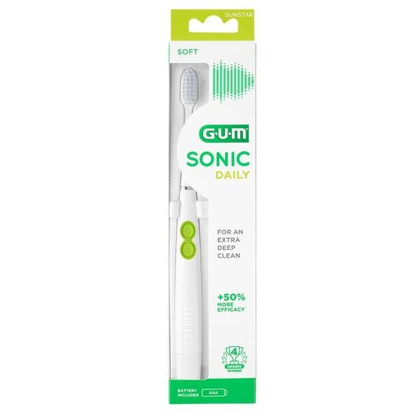 sunstar italiana srl gum - sonic daily spazzolino bianco confezione 1 pezzo