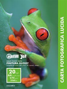 RefillJet 20 Fogli A4 di Carta Fotografica Lucida