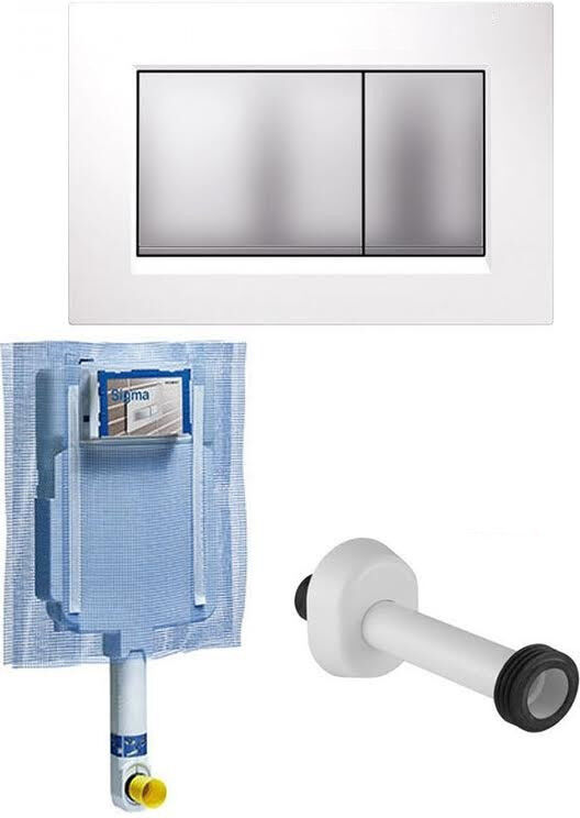 Geberit Cassetta Scarico Incasso Wc Unica+ Placca Sigma 30 Bianca/satinata/satinata + Canotto Geberit Cassetta Scarico Incasso Wc Unica+ Placca Sigma 30 Bianca/satinata/satinata + Canotto