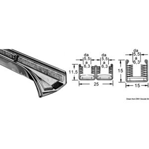 Osculati Profilo guida vetri scorrevoli a tenuta stagna STAND-PRO Canalina inox doppia 25 x 11,5 mm