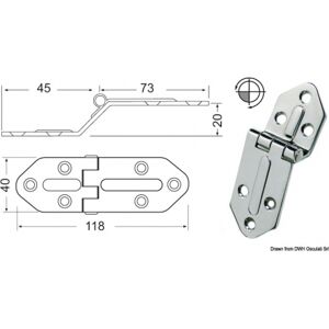 Osculati Cerniera 2,5 mm Cerniera inox sporgente 118x40 mm