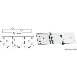 Osculati Cerniera a sbalzo 2 mm Cerniera inox 134x38 mm