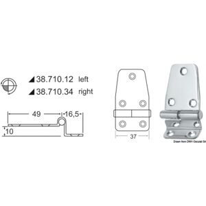 Osculati Cerniera a sbalzo 2 mm Cerniera sfilabile sx