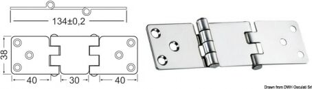 Osculati Cerniera a sbalzo 2 mm Cerniera inox 134x38 mm