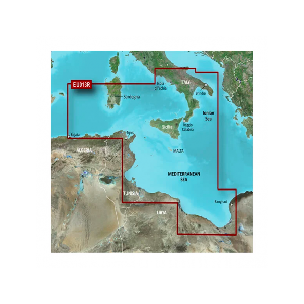 garmin cartografia bluechart g3 hd vision con supporto sd/micro sd italia sud ovest tunisia veu013r