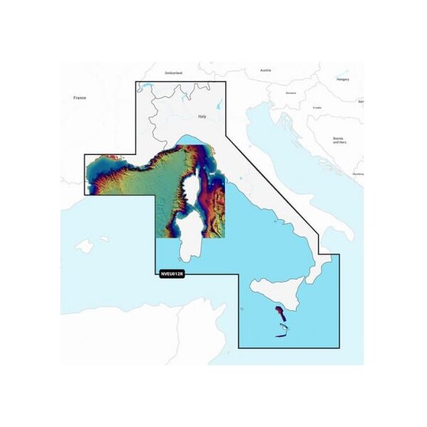 navionics cartografia garmin vision+ con supporto sd/micro sd mar mediterraneo centrale e occidentale nveu012r