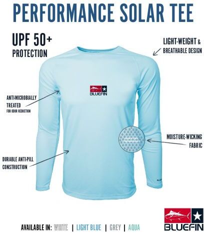 Bluefin USA Performance Solar Tees maglietta da pesca UPF 50+ Grigio M