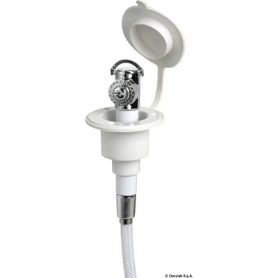 Osculati Box doccia con doccia a pulsante Mizar Doccetta Mizar bianca tubo PVC 2,5 m in piano Osculati Box doccia con doccia a pulsante Mizar Doccetta Mizar bianca tubo PVC 2,5 m in piano