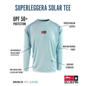 Bluefin USA Superleggera maglietta da pesca UPF 50+ Bianco M