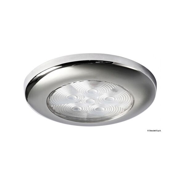 osculati plafoniera led a filo senza incasso luce di cortesia rotonda ghiera inox 6 led blu