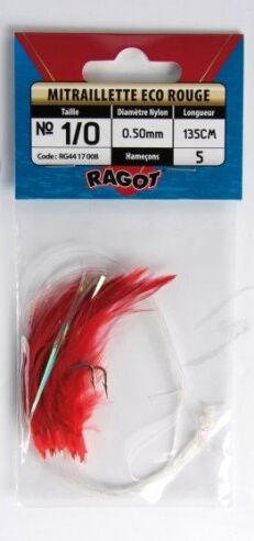 Ragot Mitraillette Eco 1350 mm. esca artificiale da pesca Rosso