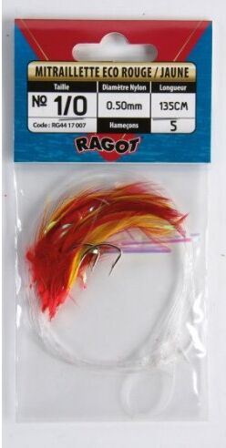 Ragot Mitraillette Eco 1350 mm. esca artificiale da pesca Rosso/Giallo