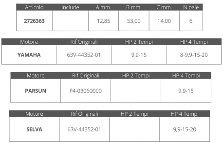 Girante selva/yamaha 9,9-15 hp