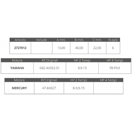 Girante yamaha-mercury 2/4t 8-15 hp