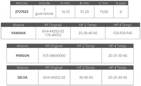 Girante yamaha-selva 2/4t 20-50 hp