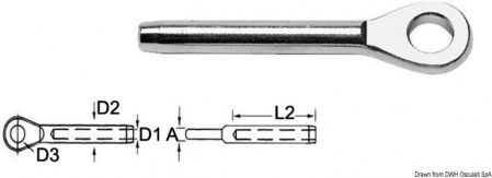 Osculati Terminale a pressare in acciaio inox Terminale inox occhio Ø 12 mm