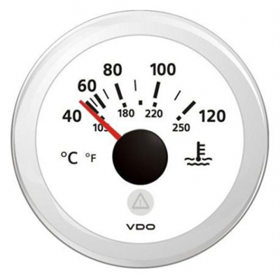 VDO Indicatore temperatura acqua 40°-120° Ø 52 mm. 12/24 V Bianco VDO Indicatore temperatura acqua 40°-120° Ø 52 mm. 12/24 V Bianco