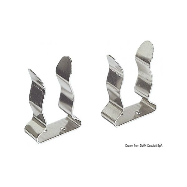 osculati clip in acciaio inox per bloccaggio ganci accosto, canne pesca ecc. coppia clips inox 25/32 mm