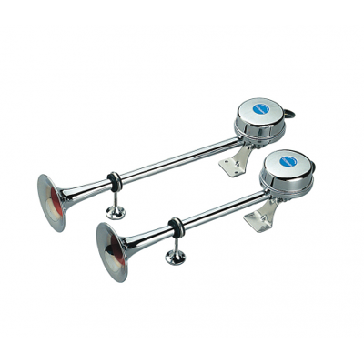 Marco Tromba elettromagnetica bitonale a cornetto in Acciaio inox 24 V Marco Tromba elettromagnetica bitonale a cornetto in Acciaio inox 24 V