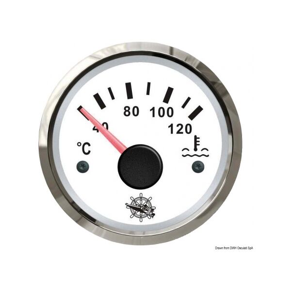 osculati indicatore temperatura acqua 40°-120° Ø 57 mm. 12/24 v bianco cromato