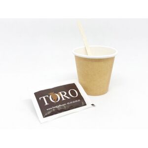 caffè toro kit accessori per caffè riciclabile - palette in legno, bicchieri in carta e zucchero