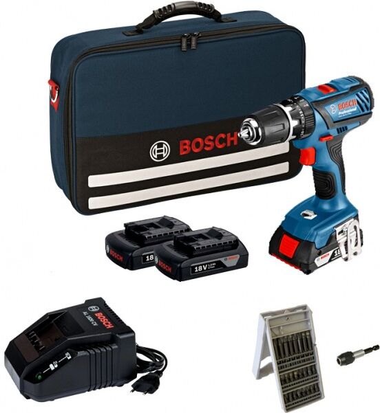 Bosch Trapano GSB 18-2-LI bosch Avvitatore a Percussione + 3 Batterie + borsa