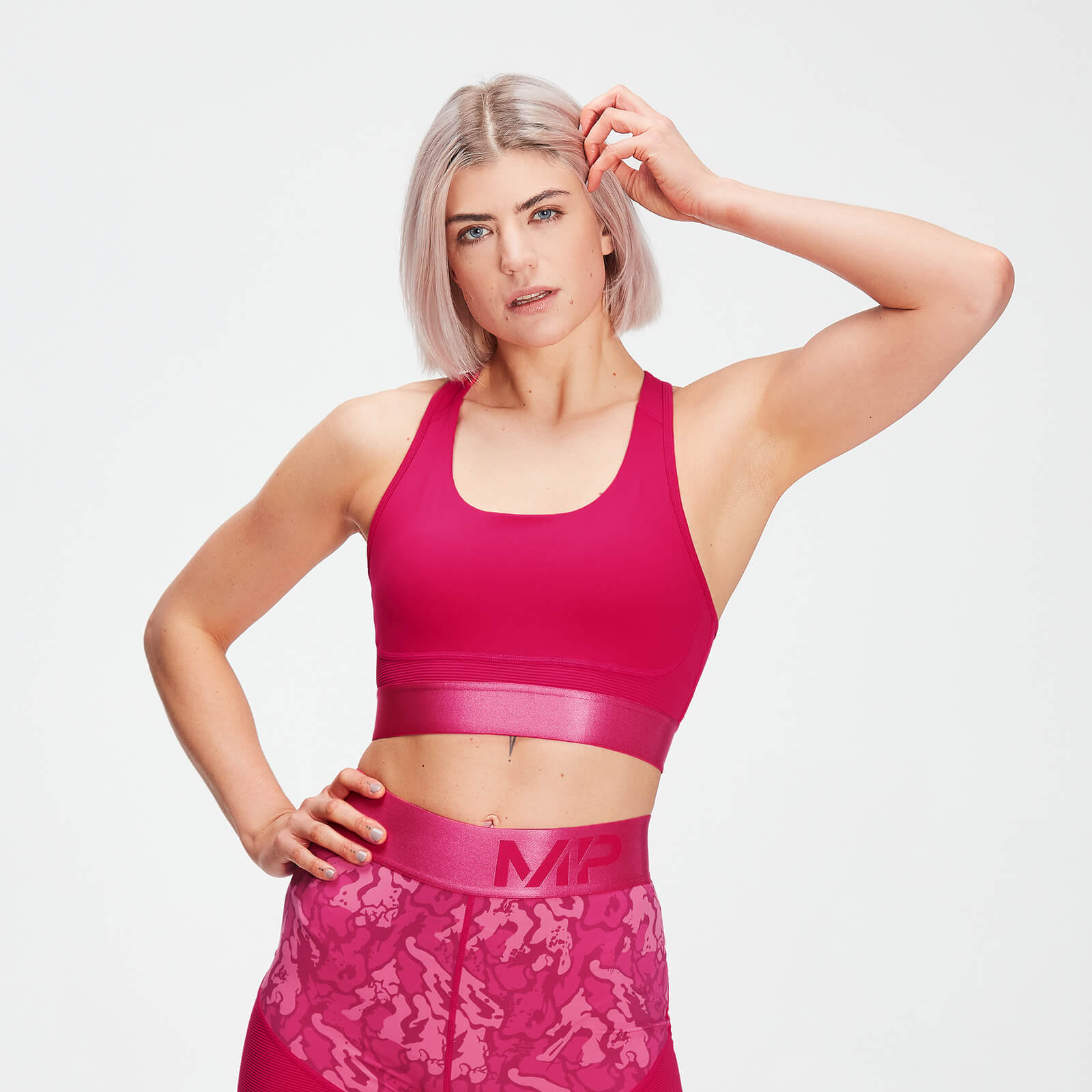 Mp Women's Adapt Textured Sports Bra- Virtual Pink - L