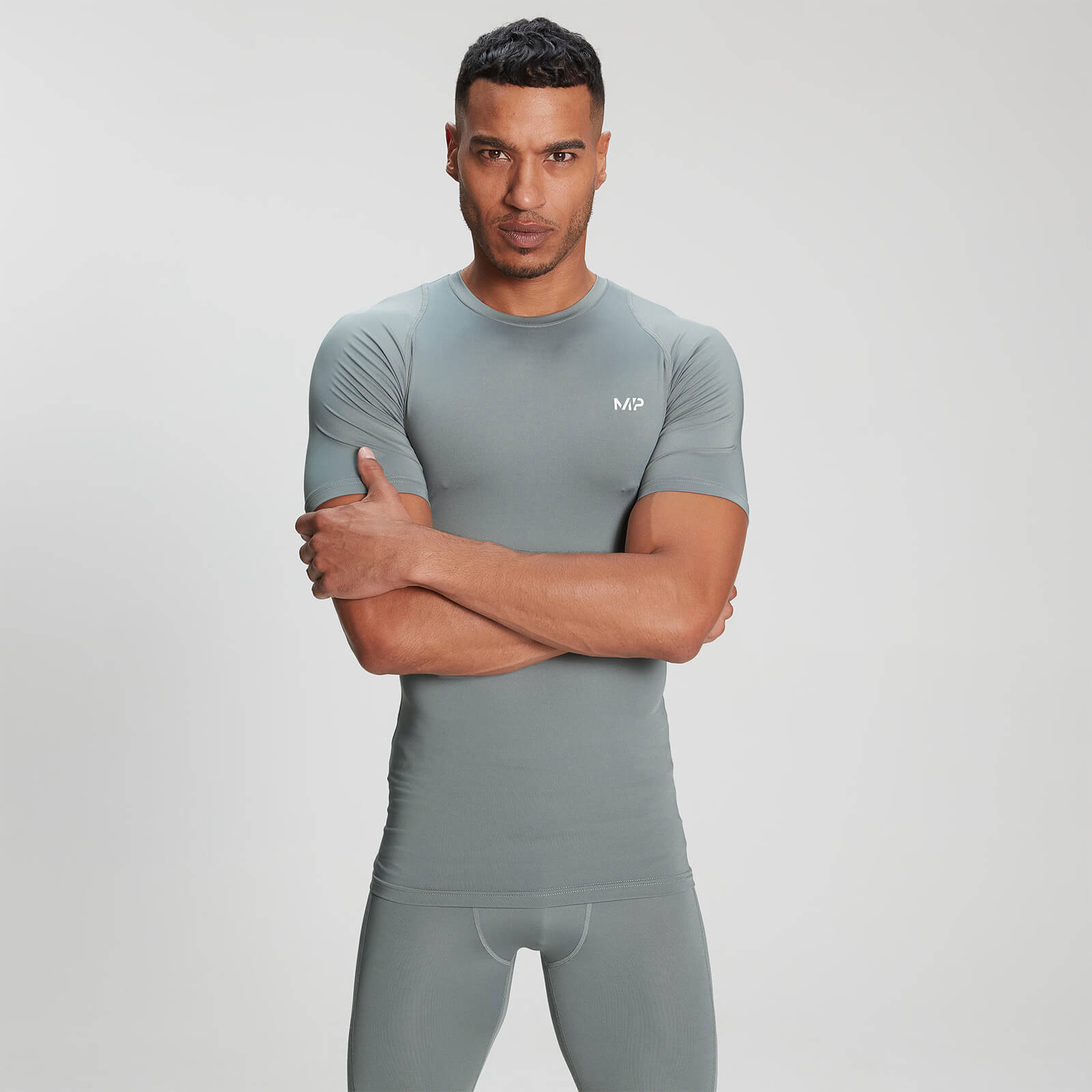 Mp T-shirt aderente a maniche corte  Base Layer da uomo - Storm - L Mp T-shirt aderente a maniche corte  Base Layer da uomo - Storm - L