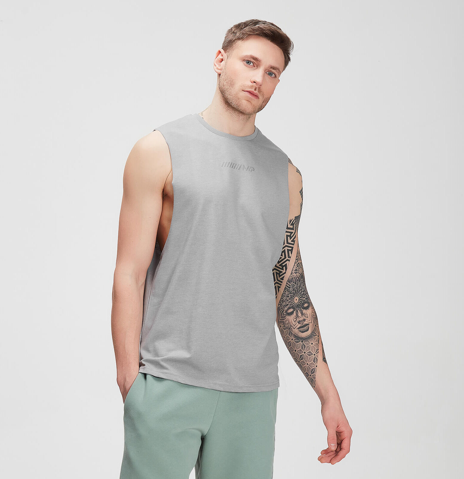 Mp Men's Tonal Graphic Tank – Storm Grey Marl - S Mp Men's Tonal Graphic Tank – Storm Grey Marl - S