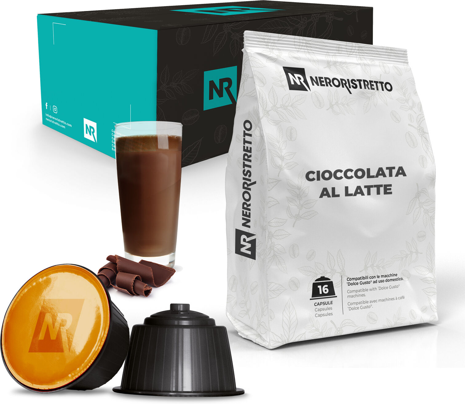 neroristretto 32 capsule compatibili dolce gusto®* cioccolata al latte