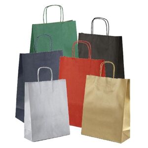 Socepi Shopper in carta colorata avana con maniglia ritorta Larghezza 22 argento 100 pezzi