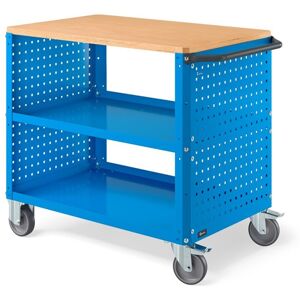 Socepi Carrello con Ruote Clever Large con Piano in Legno Blu e Pannelli forati