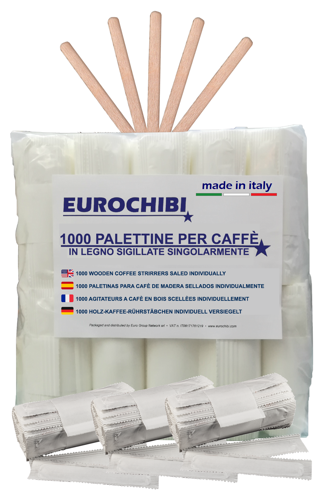 Eurochibi ® 1000 Palettine Per Caffè In Legno Sigillate Singolarmente
