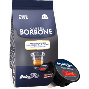 Caffè Borbone Dolce Re - Miscela Nera - 15 Capsule Compatibili Dolce Gusto Da 7g