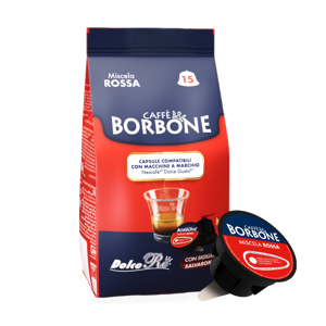 Caffè Borbone Dolce Re - Miscela Rossa - 15 Capsule Compatibili Dolce Gusto Da 7g