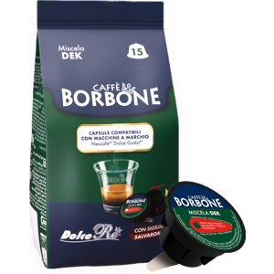 Caffè Borbone Dolce Re - Miscela Verde / Dek - 15 Capsule Compatibili Dolce Gusto Da 7g