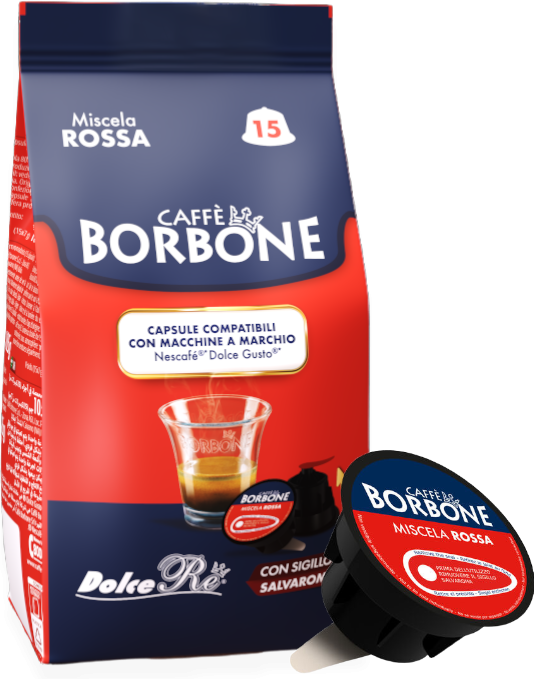 Caffè Borbone Dolce Re - Miscela Rossa - 15 Capsule Compatibili Dolce Gusto Da 7g