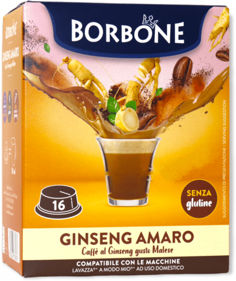 Caffè Borbone Ginseng Amaro Gusto Malese  - 16 Capsule Compatibili A Modo Mio Da 5g