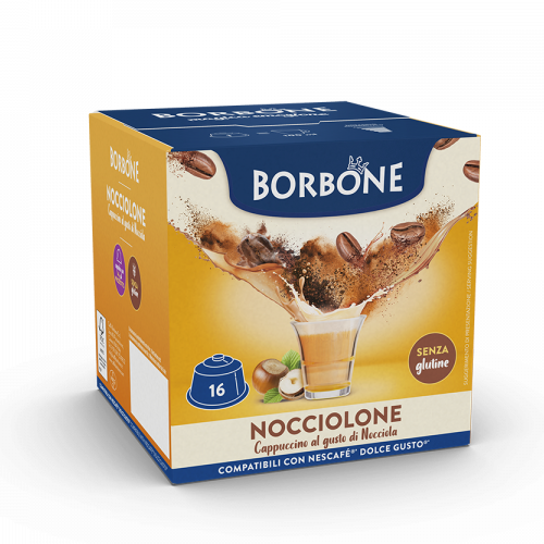 Caffè Borbone Cappuccino Alla Nocciola  Nocciolone - 16 Capsule Compatibili Dolce Gusto Da 14g