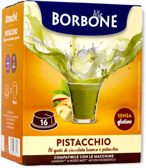 Caffè Borbone Cioccolata Bianca E Pistacchio  Pistacchio - 16 Capsule Compatibili A Modo Mio Da 7g